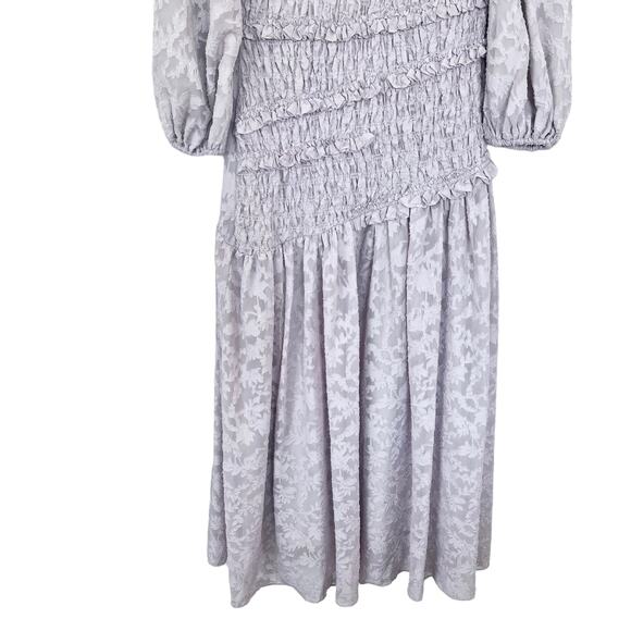 Wrong Side Of Right mauve smocked tiered modest 3/4 sleeve maxi dress XS - Picture 4 of 13